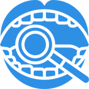 Open mouth with magnifying glass