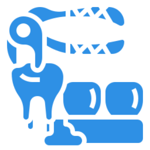 Blue dental extraction icon with molars
