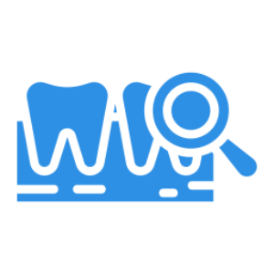 Dental examination magnifying glass icon