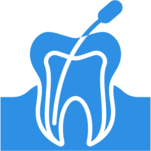 Stylized blue tooth with root canal file