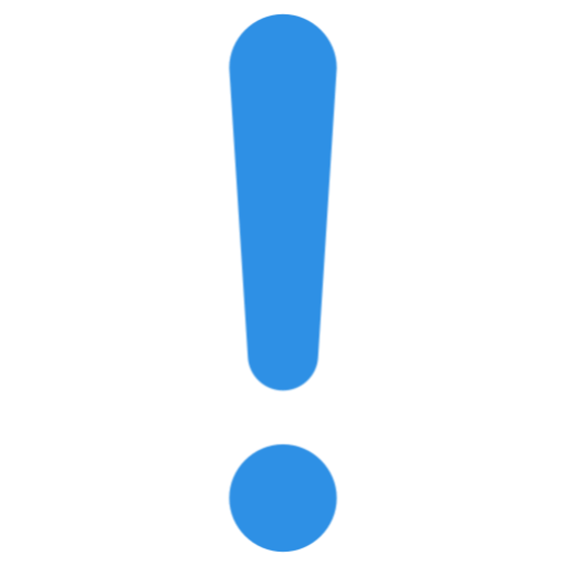 Blue exclamation mark on black background