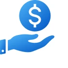 Blue hand with dollar sign